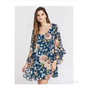 Show Me Your Mumu Womens Medium Dress Boomerang Low Back‎ Blue Green Floral Mini